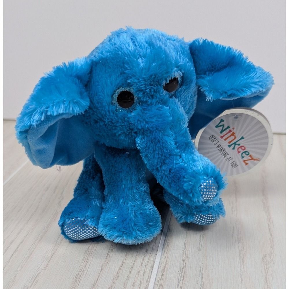 Winkeez Plush 6in Blue Ellis the Elephant Glitter Eyes Metallic feet MVP Z toys
